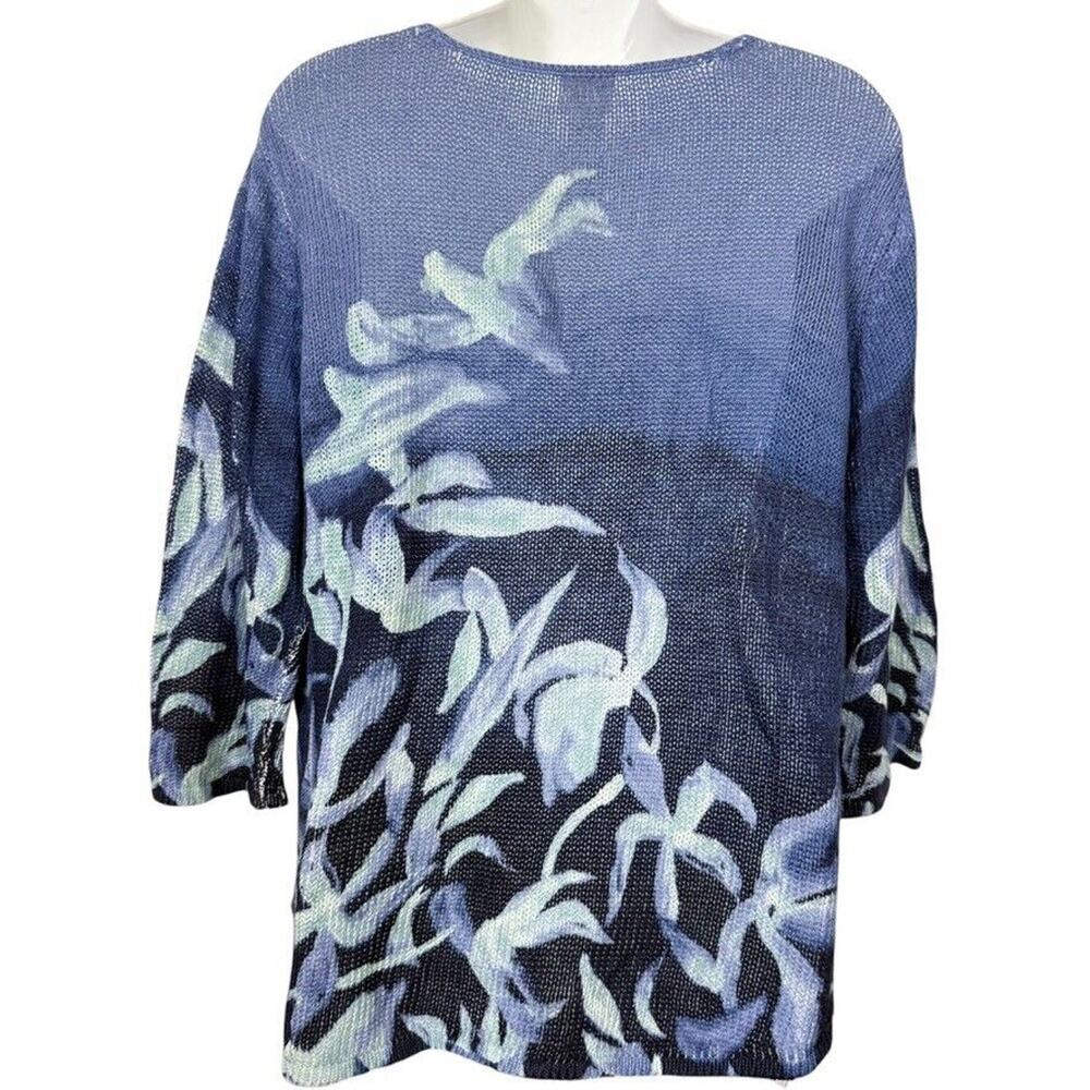 Chico's Blue Floral Print Lightweight Sweater Top - Picture 12 of 15